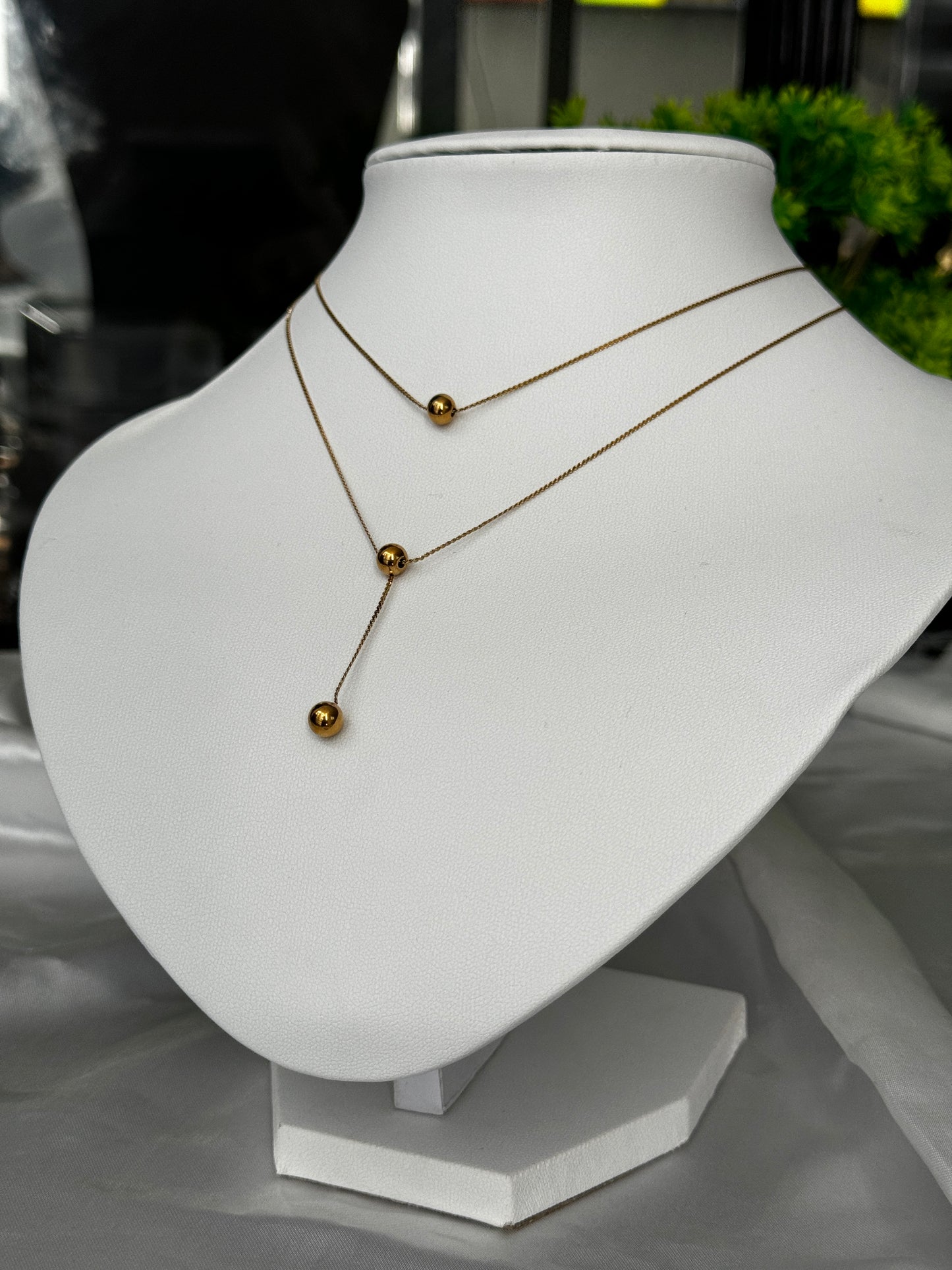 Dina Double Layer Non Tarnish Everyday Wear Necklace 16inches