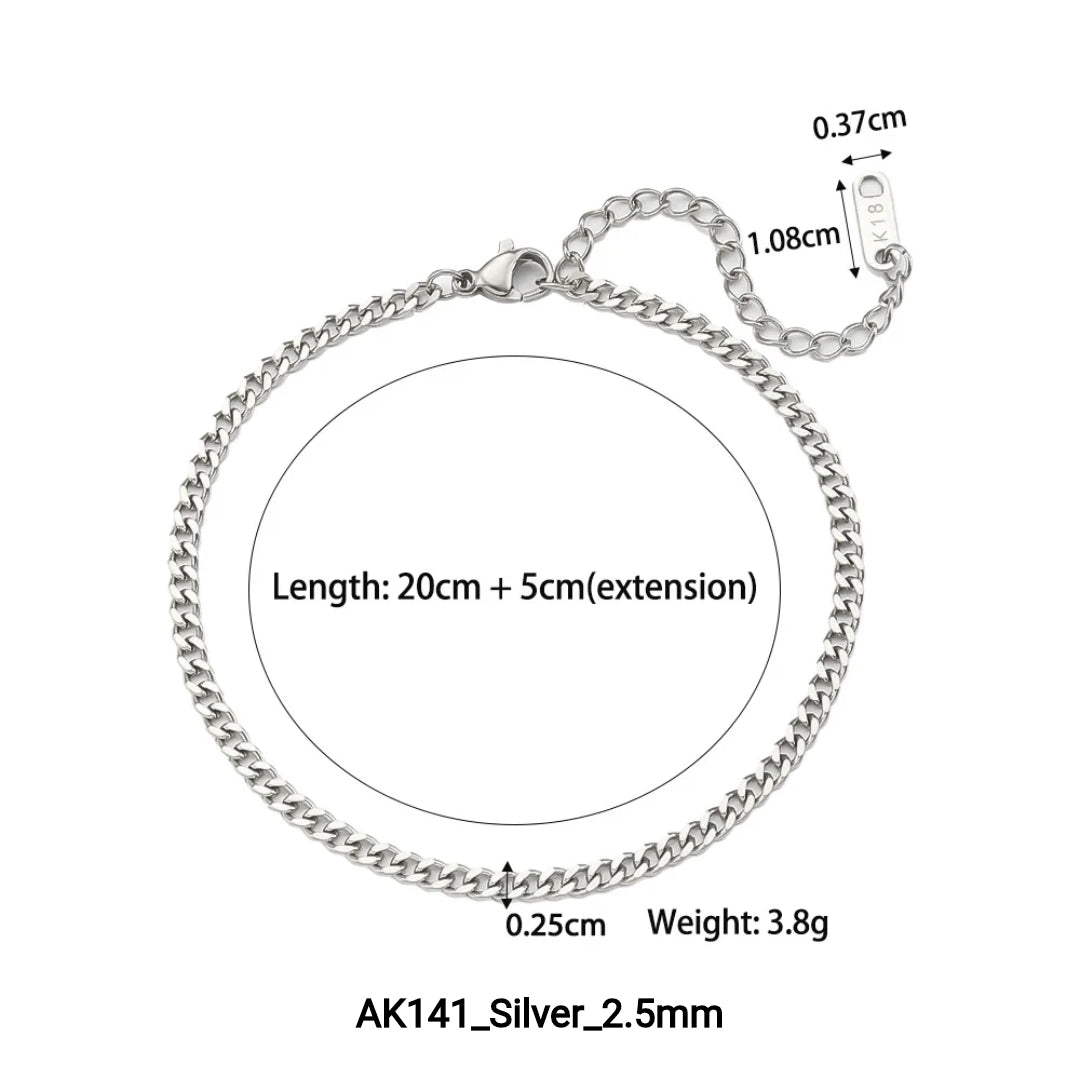 Buy Danch 18K Gold Plated Cuban Chain Anklets Non Tarnish Hypoallergenic 2.5mm