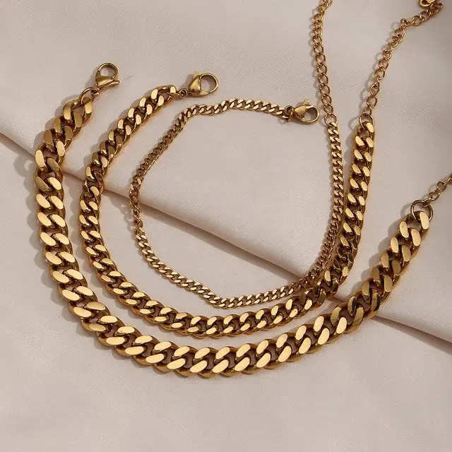 Danch 18K Gold Plated Cuban Chain Anklets Non Tarnish Hypoallergenic