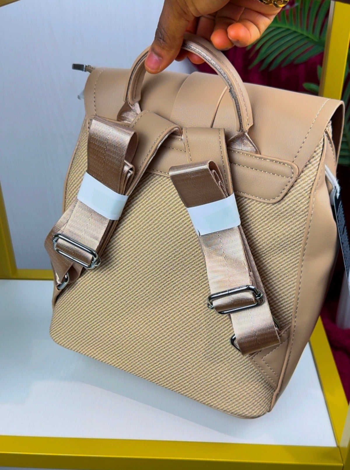 Black & Biege Structured Women's Bagpack {Medium} | LARYZ Everyday 008