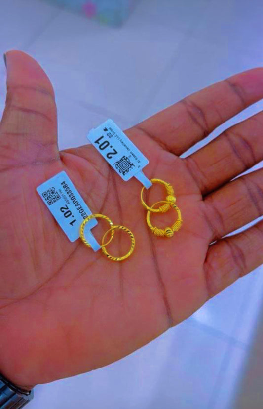 DefaK 22 Karat Solid Gold Hoop Earrings