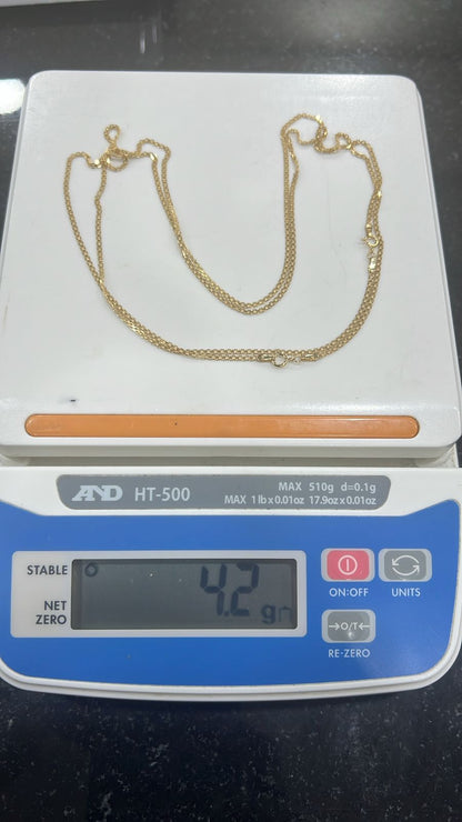 Deglag 18ct Solid Gold Carpet Chain Necklace 18 Inches