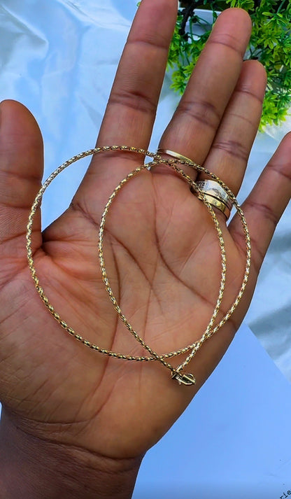 18K Solid Gold Structured Chord Chain Necklace | 2.3g | 18 Inches (Extra)