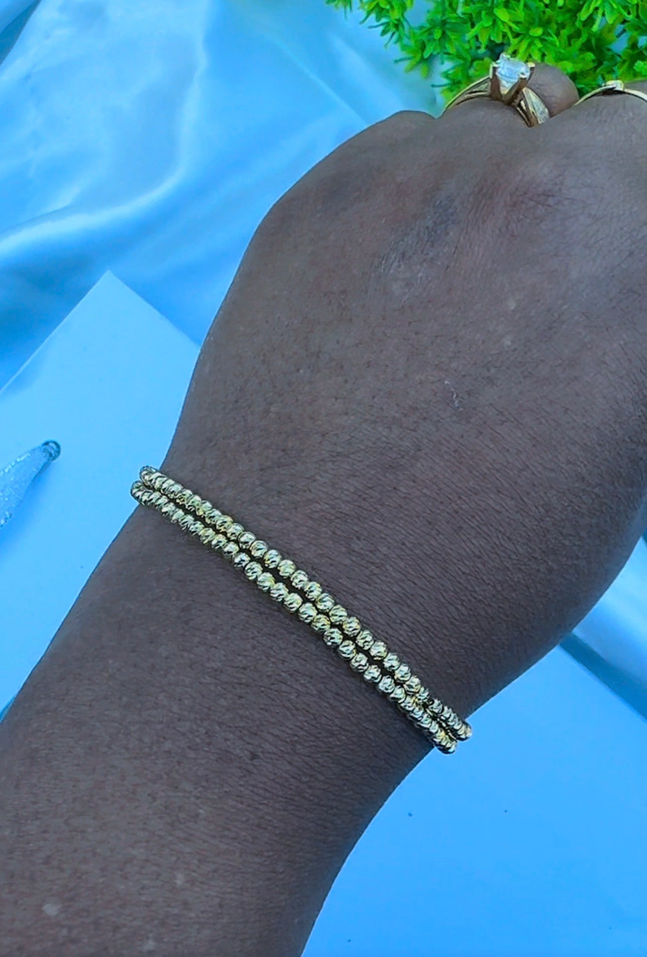 18K Solid Gold Diamond Cut Bracelets | 7.5 Inches