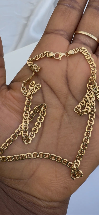 Deegad 18 Karat Real Gold Cuban Link Chain Necklace 18 Inches
