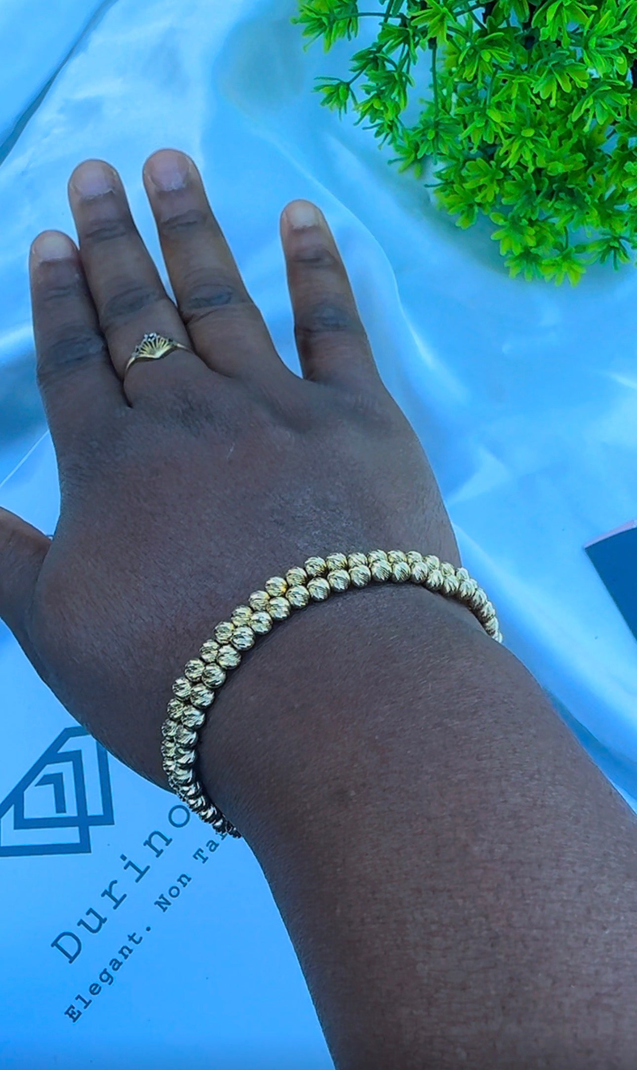 18ct Real Gold Diamond Cut Ball Bracelets | Stretchable Bangles