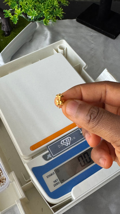 21K Solid Gold Stud Earrings Collection | High-Purity Gold⁠ | Lightweight 0.9g - 1.1g