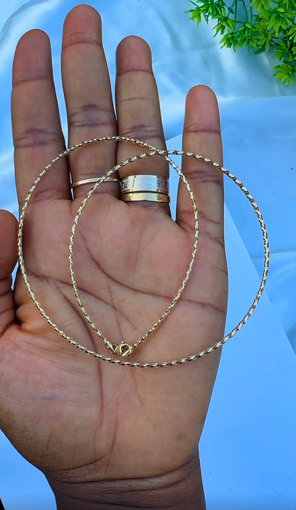 18K Solid Gold Structured Chord Chain Necklace | 2.3g | 18 Inches (Extra)