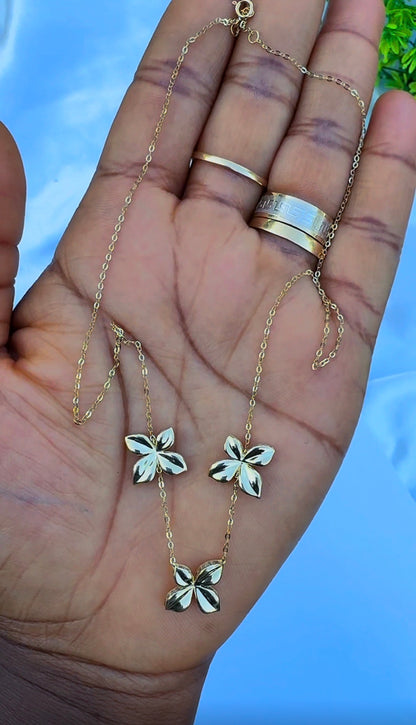 18ct Yellow Gold Floral Station Necklace (5.2g) | 17” + 1” (18 Inches)
