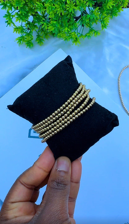 18K Solid Gold Stretchable Bangle (Shiny) | 0.9g & 1.3g | Small to Medium Wrists