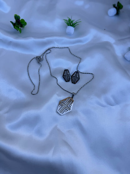 Order the Dissa Super Double Electroplated Stainless Steel Silver Jewellery Set