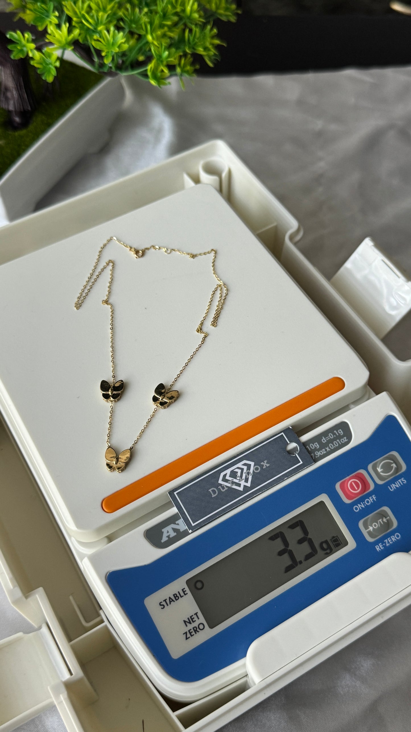 18ct Real Gold Triple Butterfly Necklace | 3.3g | 17” + 1” (18 Inches)