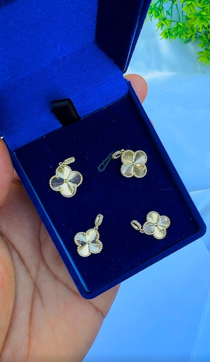18K Solid Gold Clover Pendants | 0.9g & 1g