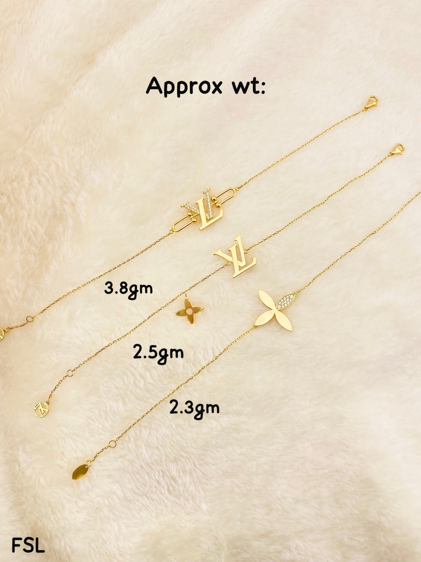 Diigaf 18K Pure Gold Inscribed Bracelets