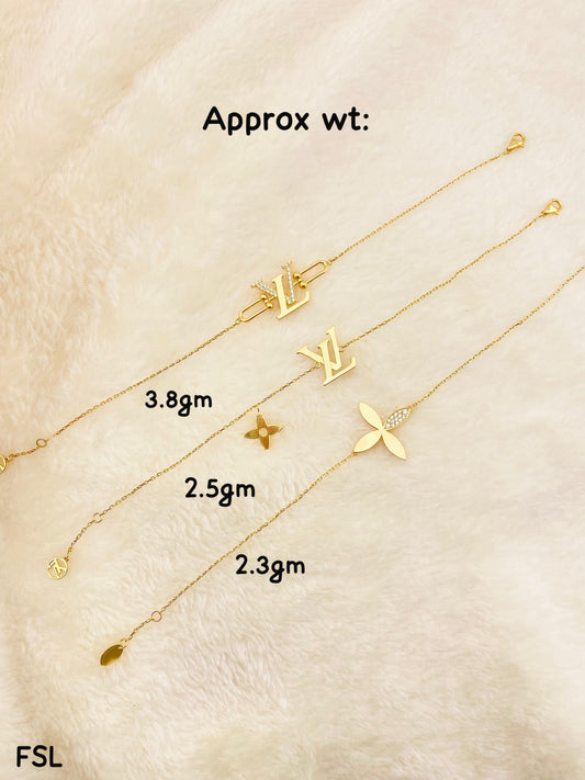 Diigaf 18K Pure Gold Inscribed Bracelets