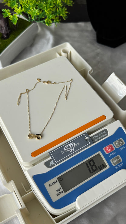 18K Solid Gold Infinity Instant Chain Necklace - 1.82g | 18 Inches (17+1)