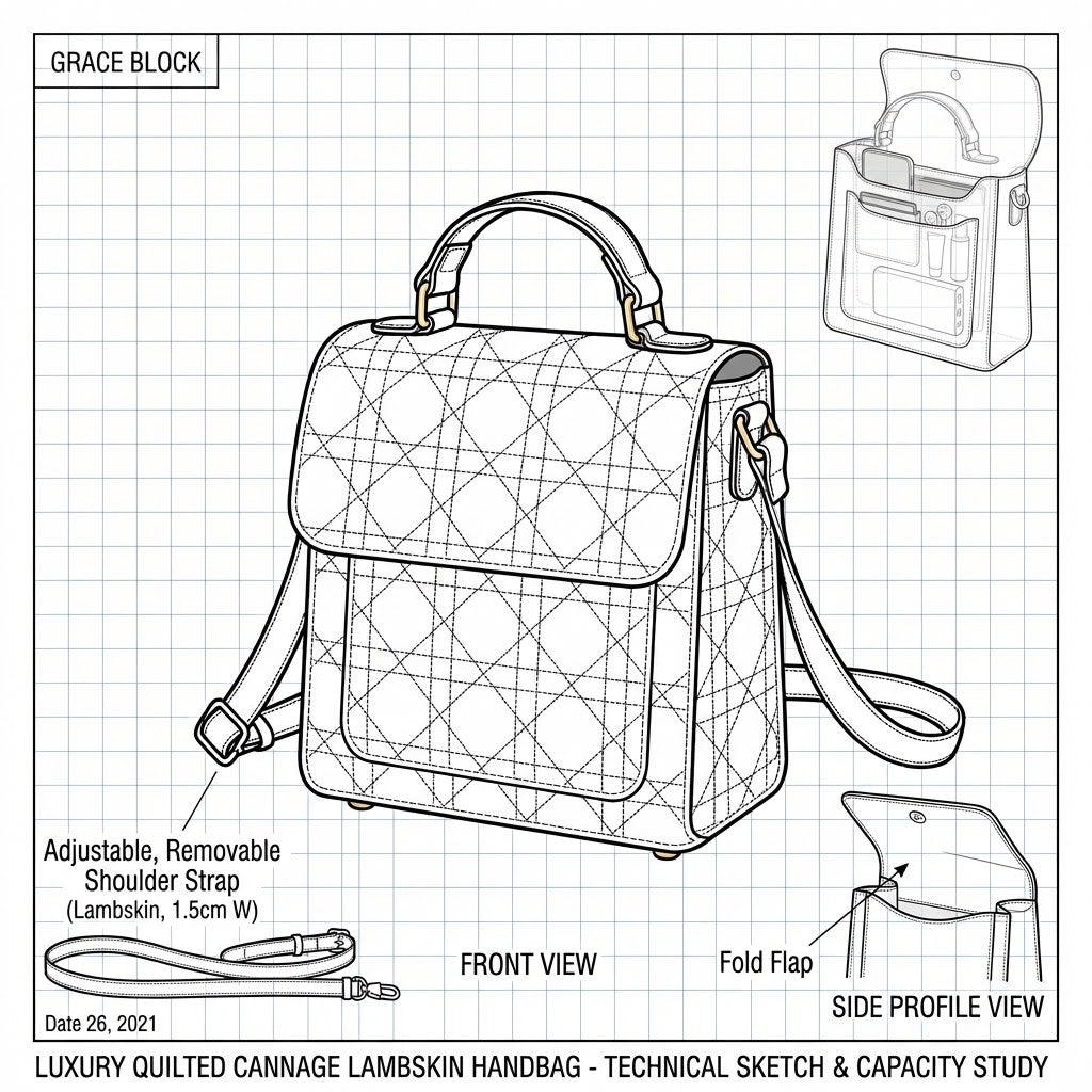 Genuine Quilted Cannage Lambskin with Goatskin Lining Structured Micro Bag - LASi001