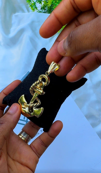 18K Solid Gold Anchor Pendant | Genuine Gold (Extra) Nautical Charm | 3.92g