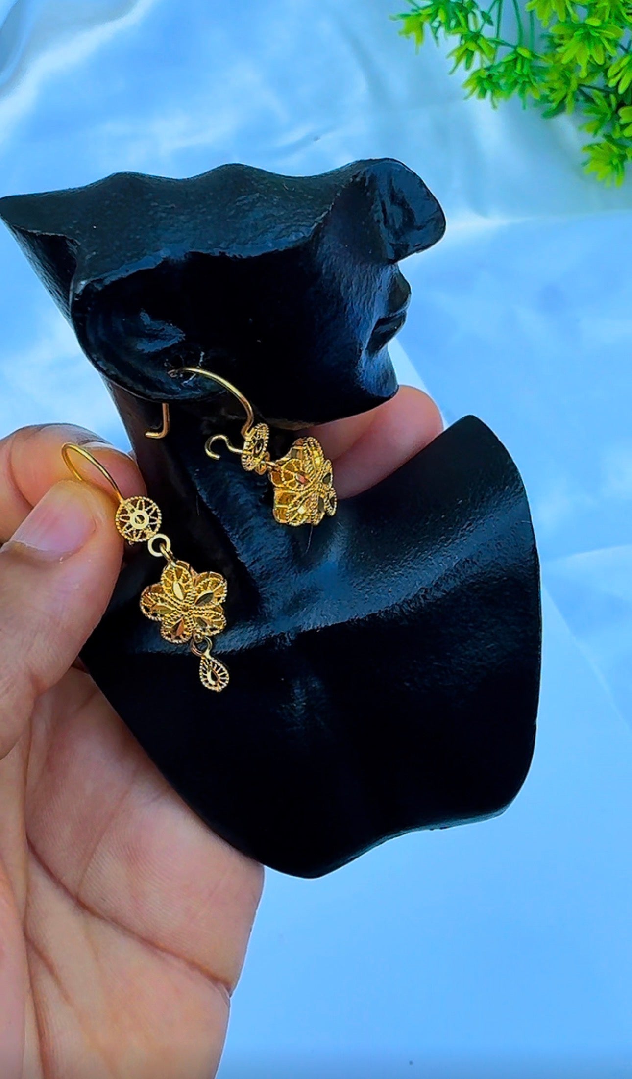 21K Solid Gold EarCuff Drop Earrings | 3.2g