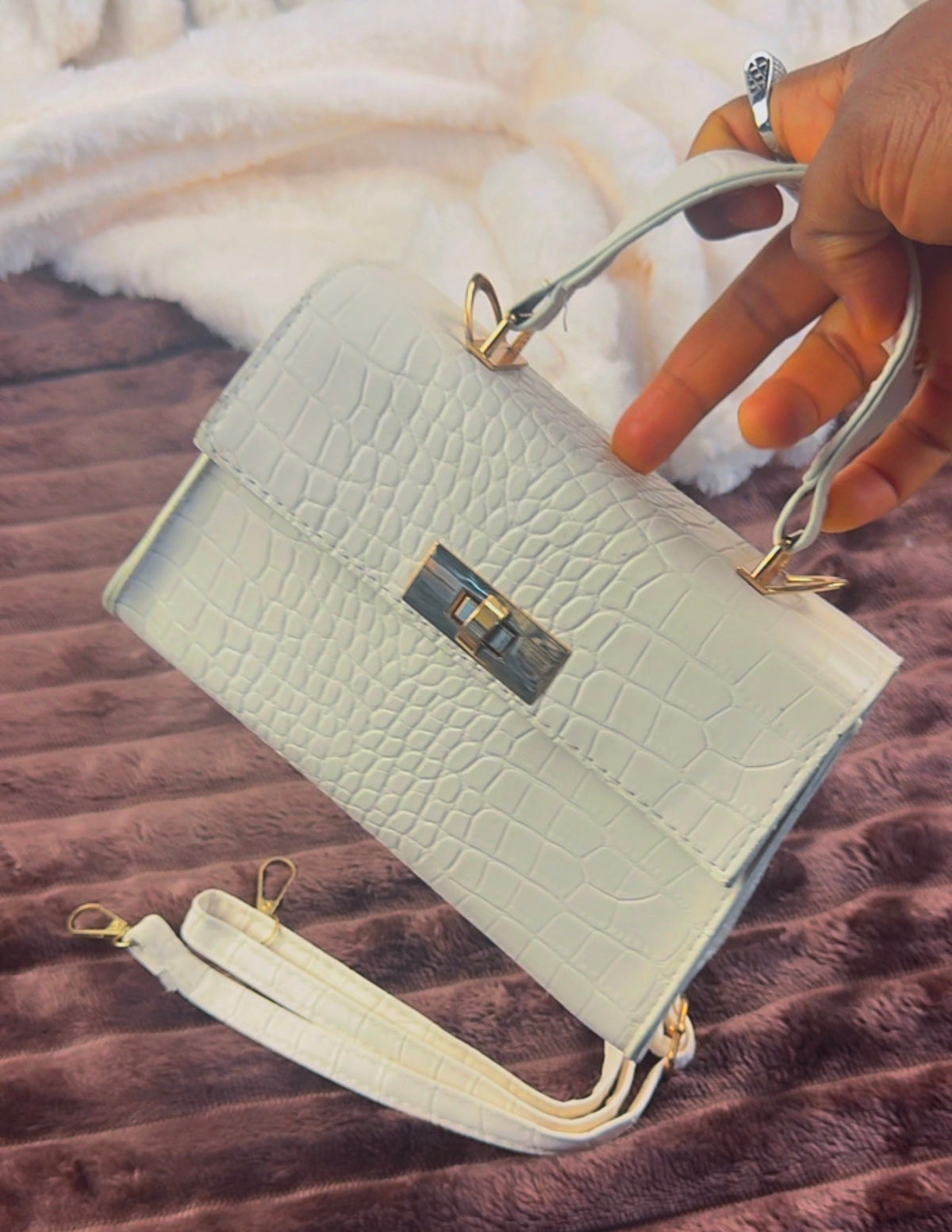 White Structured Women's Handbag | LARYZ Everyday - 056 | Small-Medium