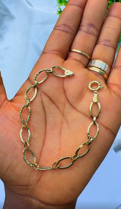 18K Solid Gold Chunky Link Bracelet | 3.61g | 7.5 Inches