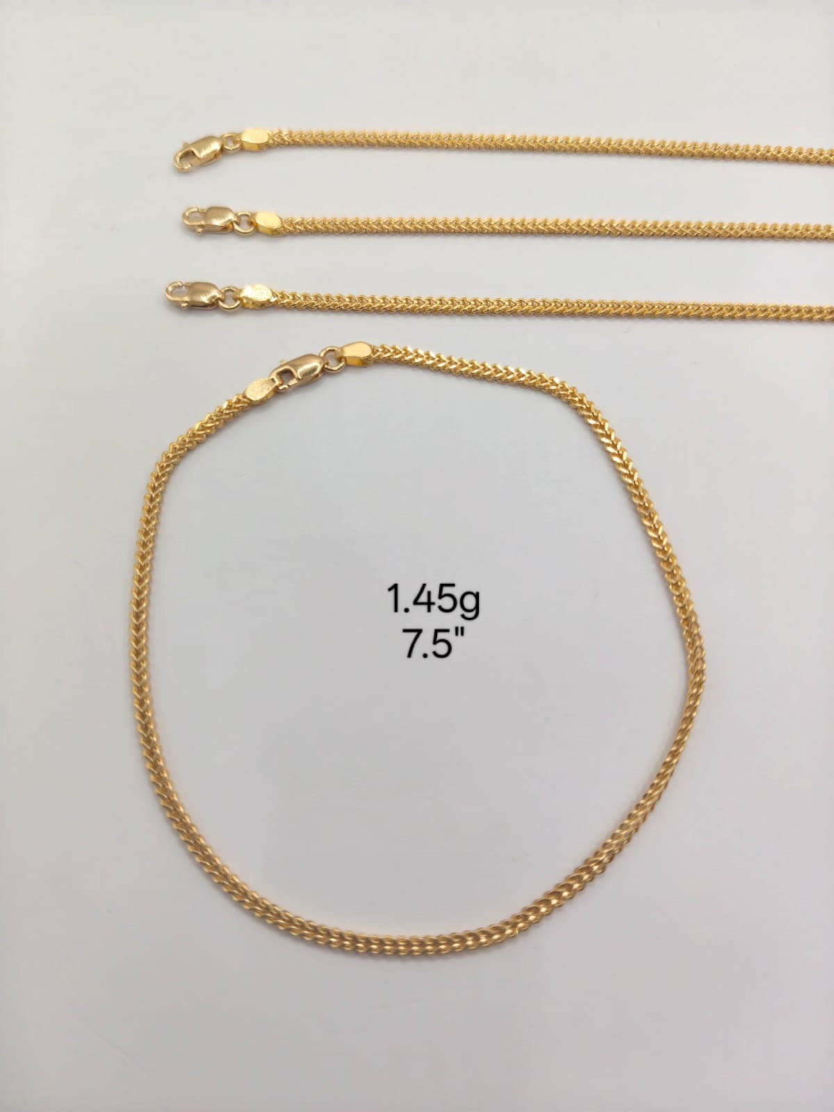 18K Pure Gold Franco Bracelets 7.5 Inches