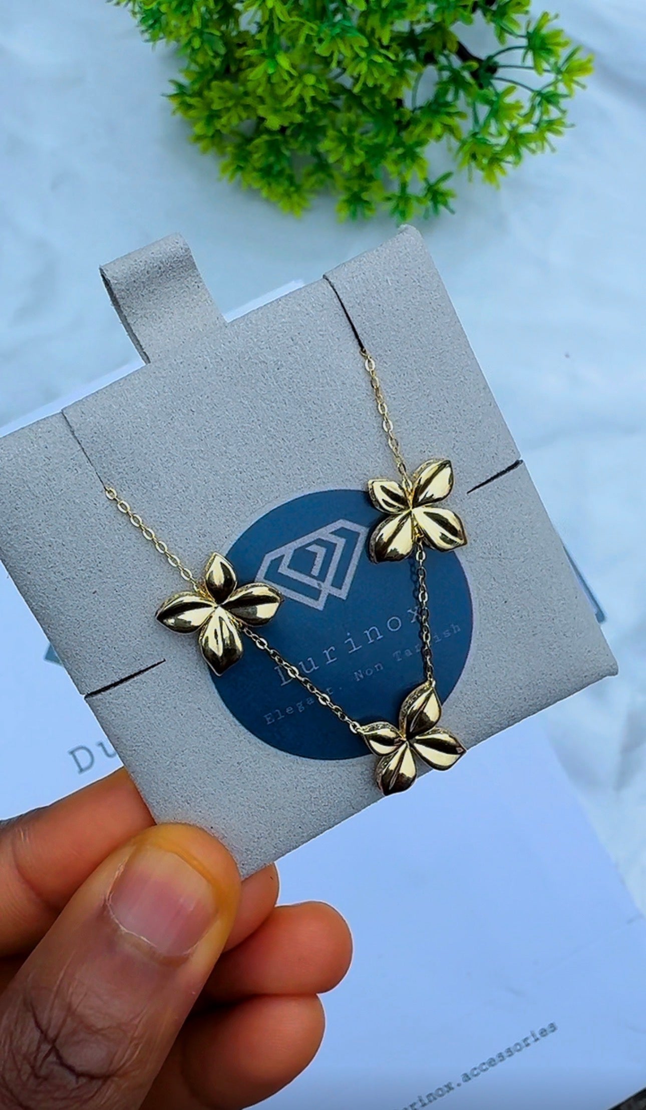18ct Yellow Gold Floral Station Necklace (5.2g) | 17” + 1” (18 Inches)