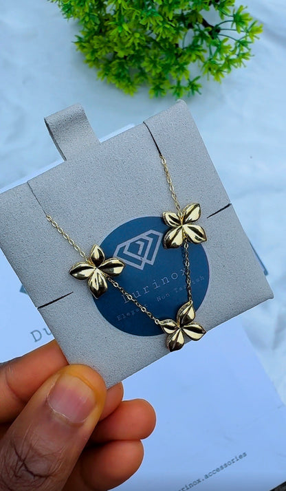 18ct Yellow Gold Floral Station Necklace (5.2g) | 17” + 1” (18 Inches)