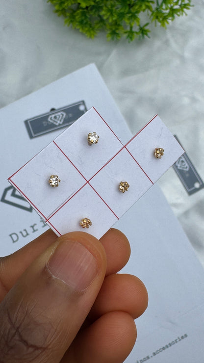 Dugad 22ct | 22 Karat Real Gold Nose Stud Pin Ring With Flat Back Screw Stud | 6mm