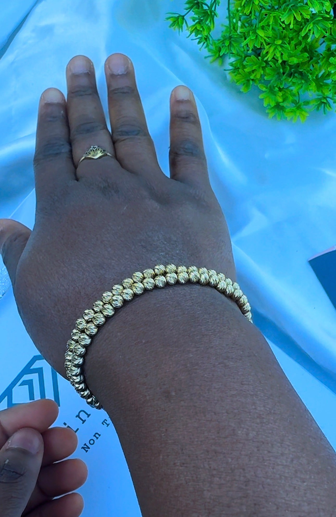 18ct Real Gold Diamond Cut Ball Bracelets | Stretchable Bangles