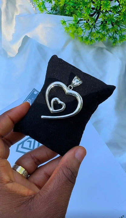 18K Solid Gold Double Heart Pendant (2.4g) | Open Heart-in-Heart Charm⁠ | Yellow & White Gold (Extra)