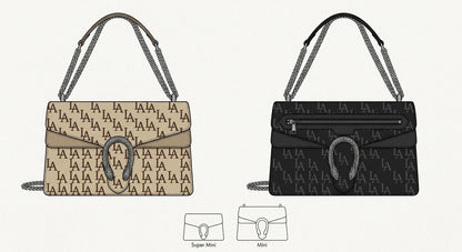 Monogram Shoulder Bag, Monogram Crossbody Flap Bag, Tiger Head Hardware Bag - LASi003