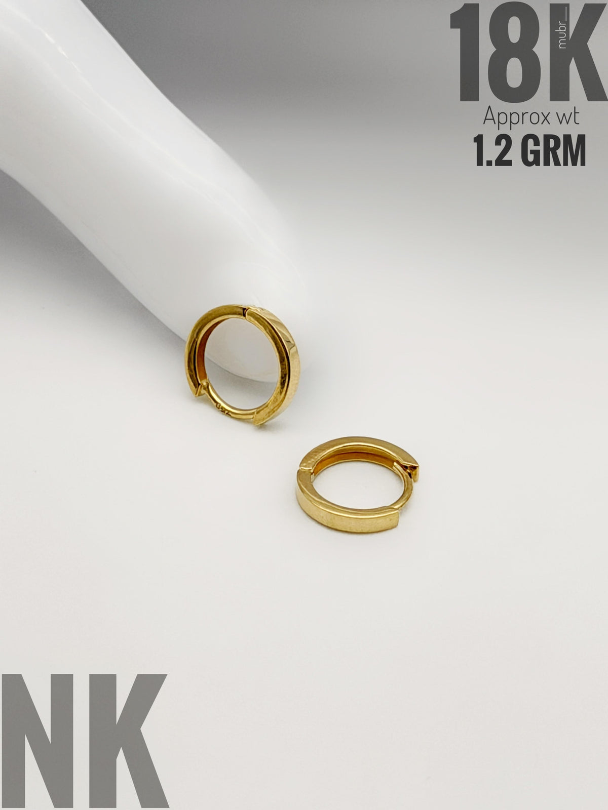 18 Karat Solid Gold Inner Hoop Earrings - 1.24g