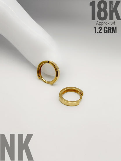 18 Karat Solid Gold Inner Hoop Earrings - 1.24g