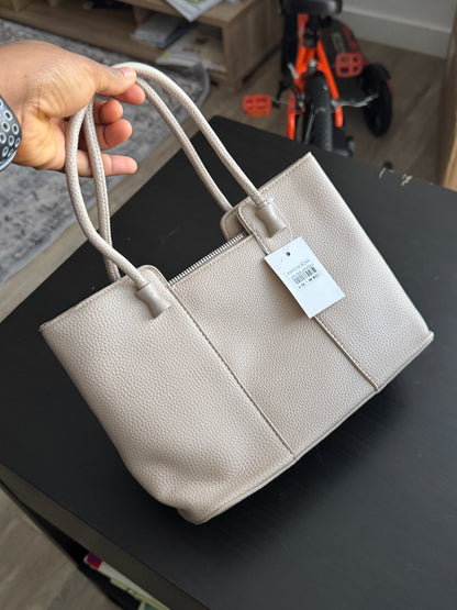 Women’s Nude Pebbled Leather Dual-Handle Tote Bag | LARYZ Everyday 046 | Small-Medium