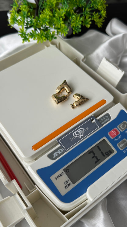 Deegah 18K Solid Gold (Extra) Earrings & Pendant Jewellery Set