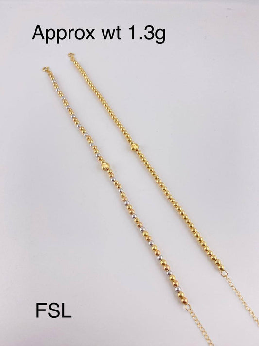 DefaJ 18 Karat Pure Gold Ball Bracelet 8inches