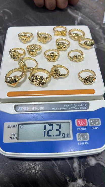 18K Solid Gold Chunky Fashion Rings For Women- Lightweight 1g or Less (Extra Extra)