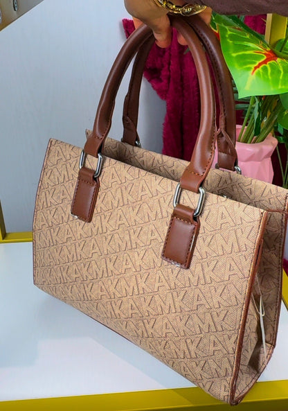 Monogram Canvas Top-Handle Satchel Handbag – Beige & Brown {Medium | Defective} - 010
