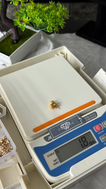 21 Karat Solid Gold Ball Stud Earrings | 1.8g & 2.0g | 3 Different Designs