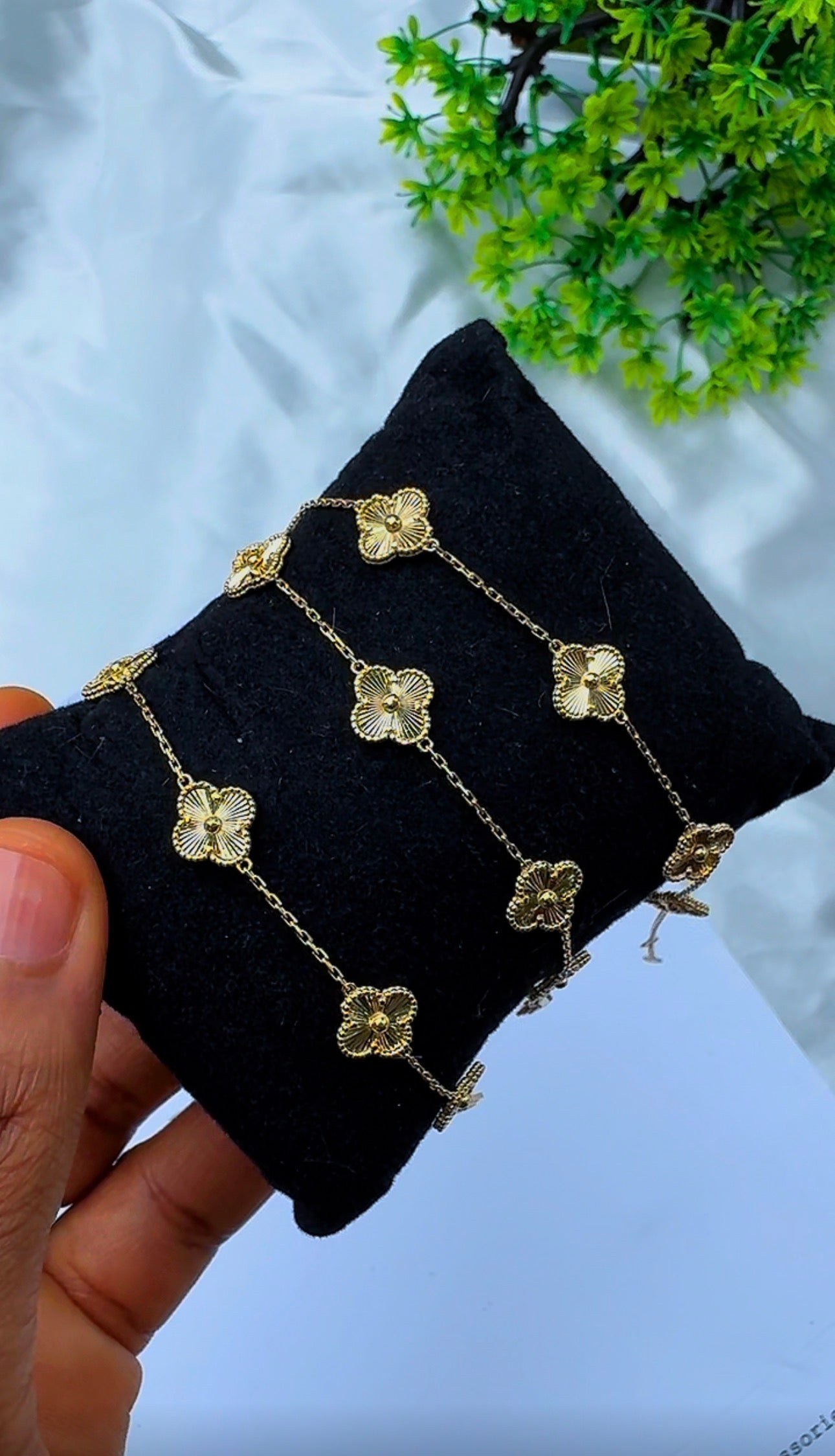 18K Solid Gold Clover Bracelet for Women – 3.8g - 8mm - 7.5 Inches