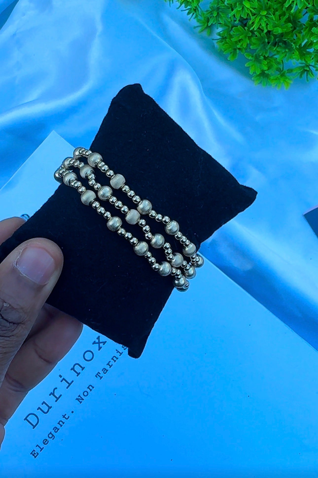 18ct Solid Gold Ball Bracelet | Stretchable Bangle | 2.5g (Extra)