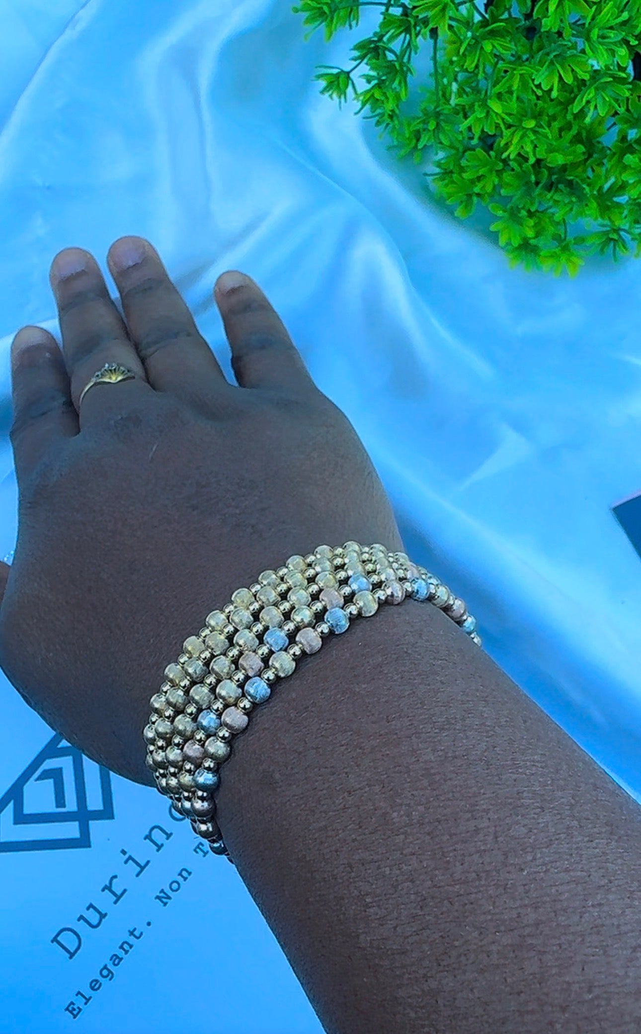 18K Solid Gold Ball Bracelets | Stretchable Bangles | 2.2g (Extra) | Small - Medium Wrist