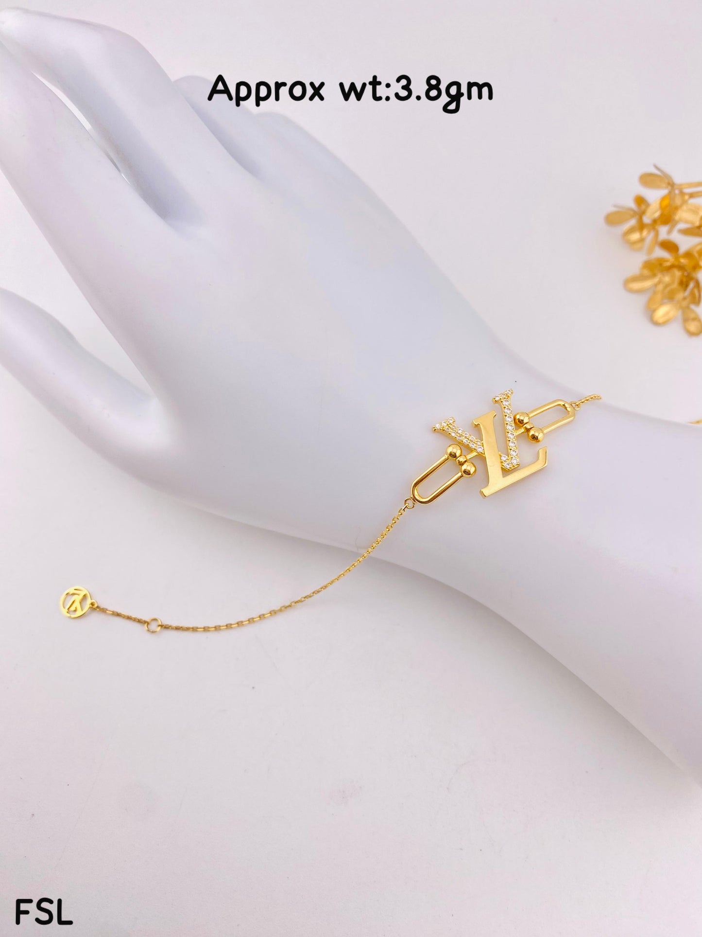 Diigaf 18K Pure Gold Inscribed Bracelets