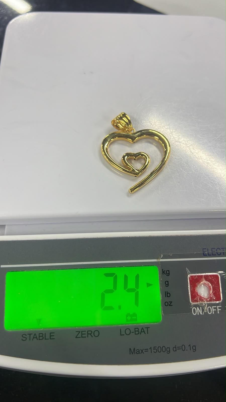 18K Solid Gold Double Heart Pendant (2.4g) | Open Heart-in-Heart Charm⁠ | Yellow & White Gold