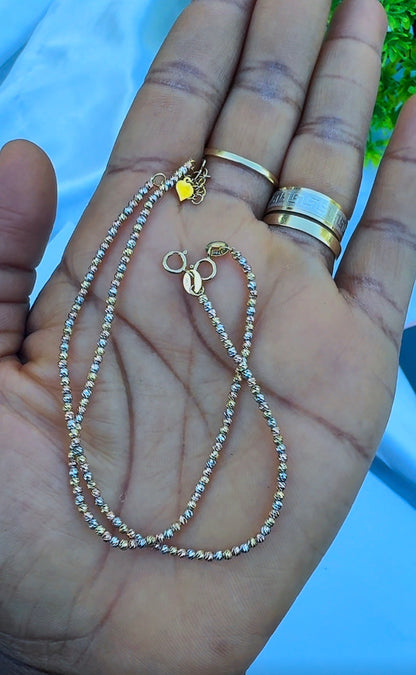 18K Solid Gold Diamond Cut Bracelets | 7.5 Inches