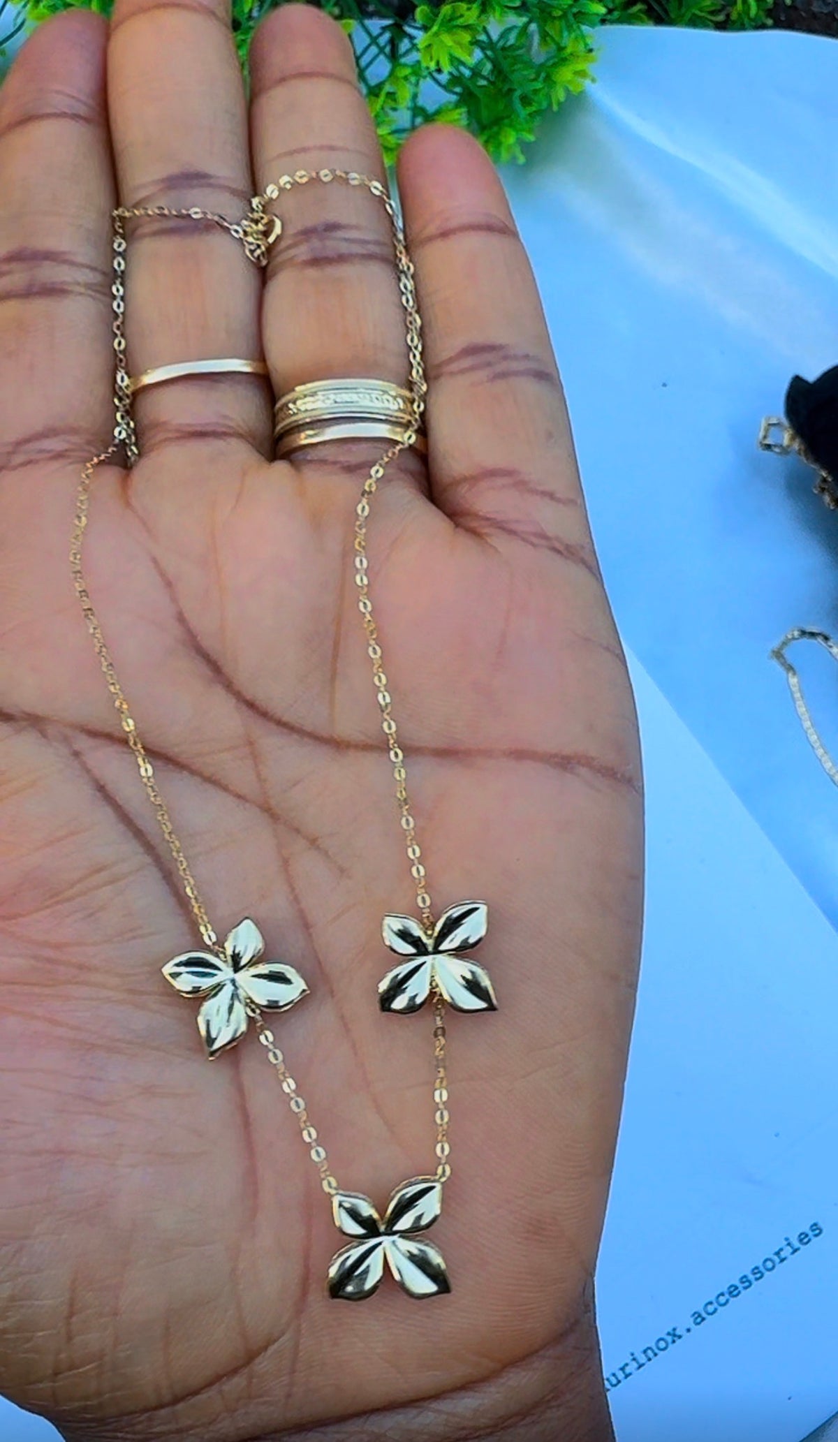 18ct Yellow Gold Floral Station Necklace (5.2g) | 17” + 1” (18 Inches)