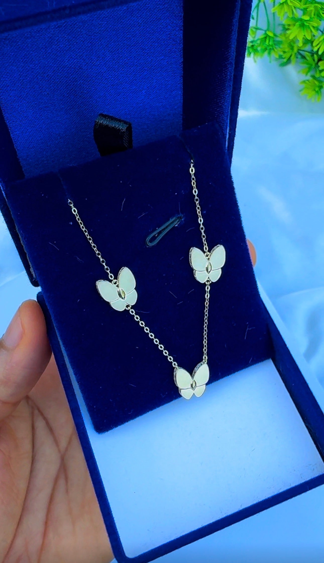 18ct Real Gold Triple Butterfly Necklace | 3.3g | 17” + 1” (18 Inches)