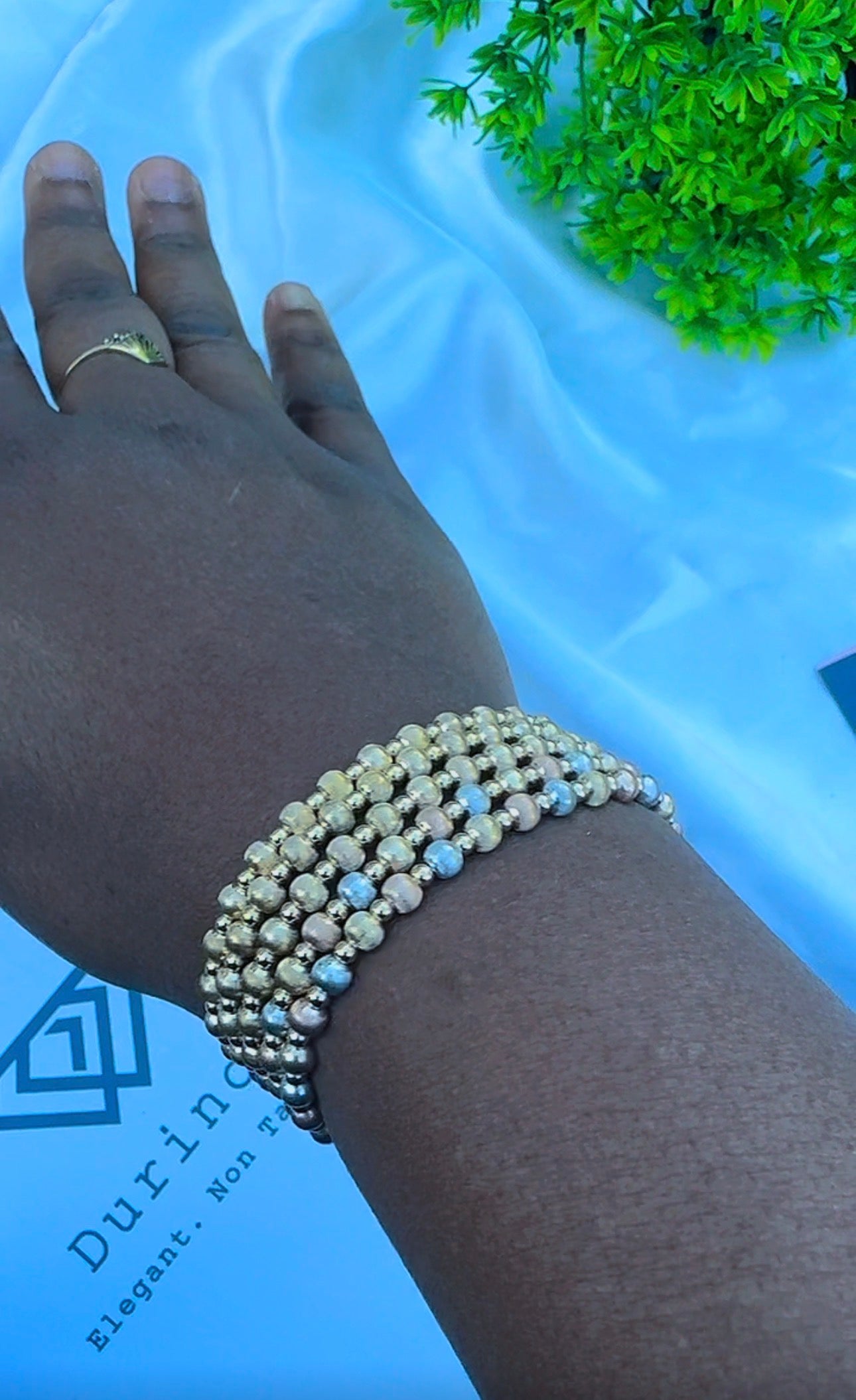 18K Solid Gold Ball Bracelets | Stretchable Bangles | 2.2g (Extra) | Small - Medium Wrist