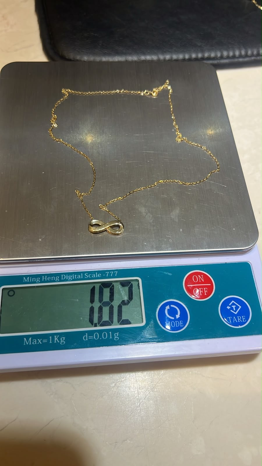 18K Solid Gold Infinity Instant Chain Necklace - 1.82g | 18 Inches (17+1)